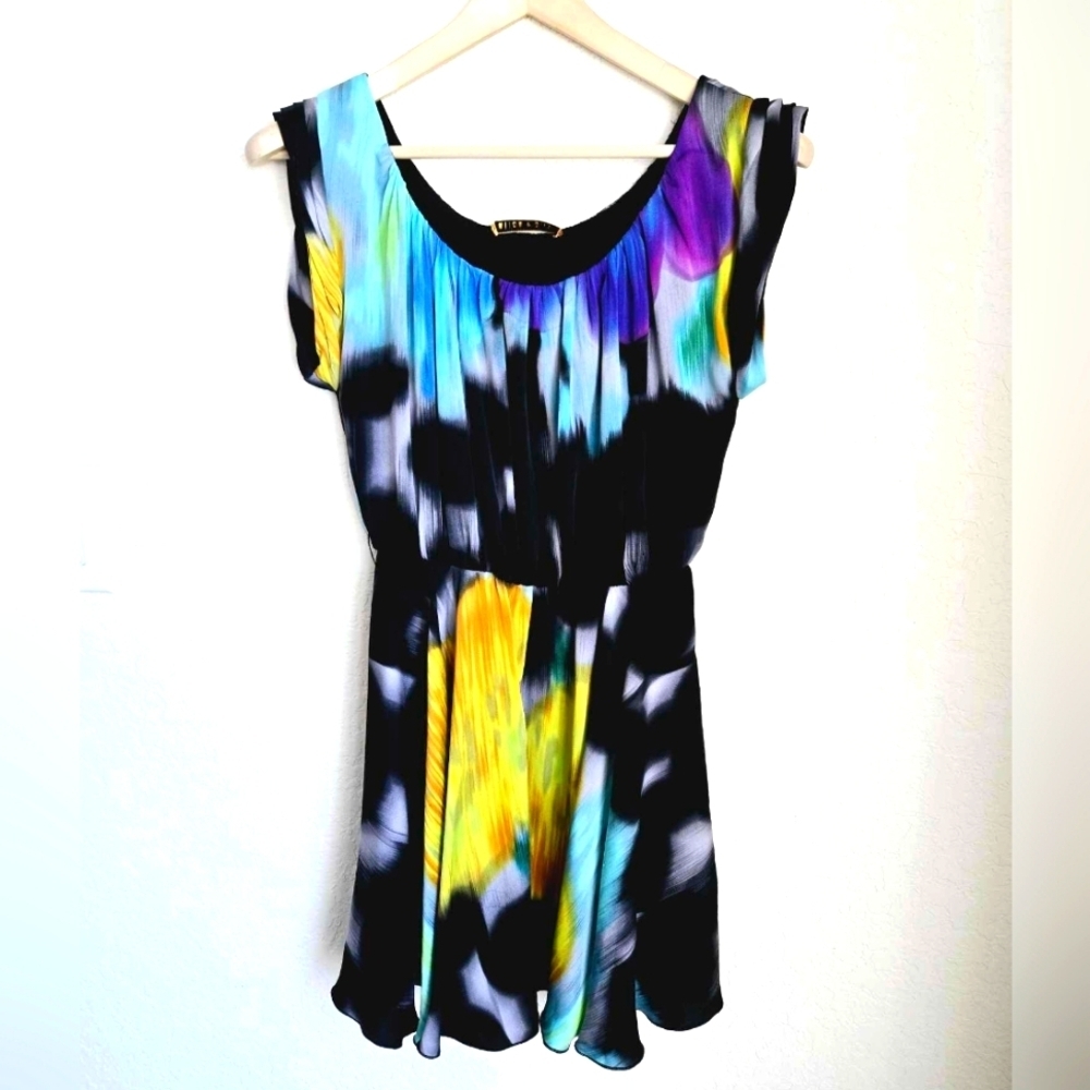 Alice + Olivia‎ Vintage Multi-Color Sleeveless Silk Mini Dress